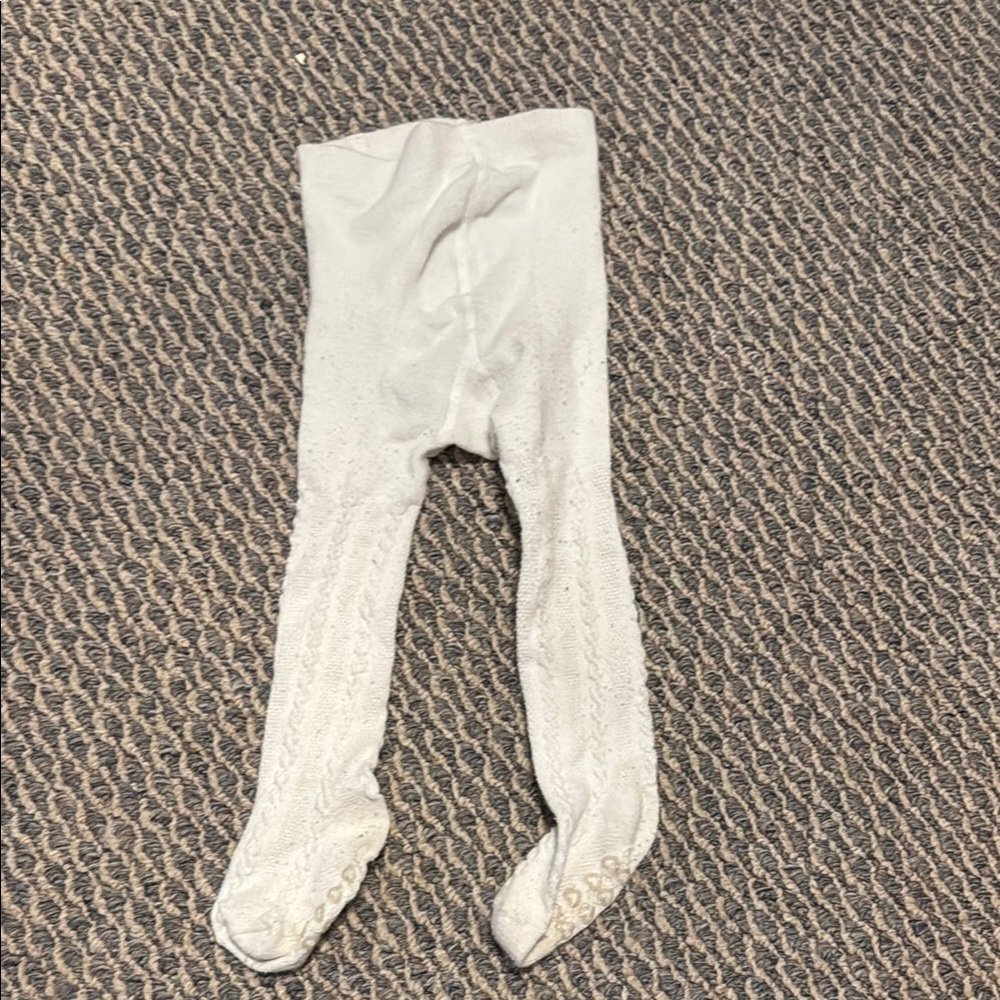 Kids White Patterned Tights
